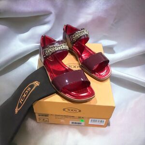TOD’S Open Toe Bordeaux Patent Leather Sandals 37.5 IT 7.5 US NIB!! $535